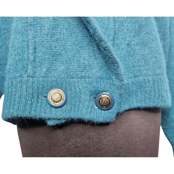 Vintage EXPRESS Angora Blend Cardigan Sweater Large Teal Green Preppy Academia - Picture 3 of 7